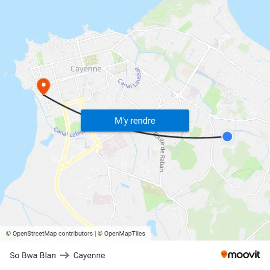 So Bwa Blan to Cayenne map