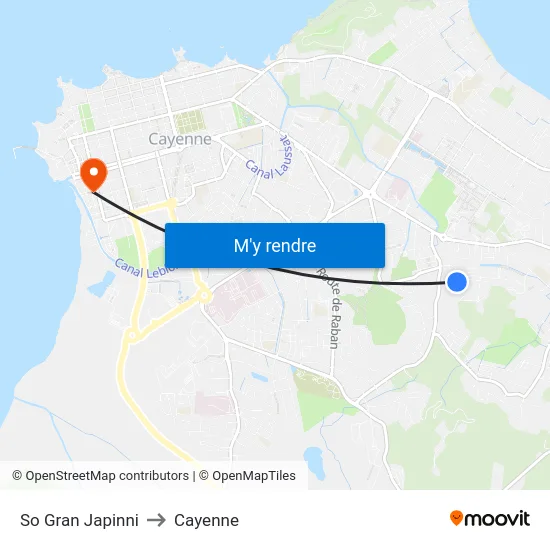 So Gran Japinni to Cayenne map