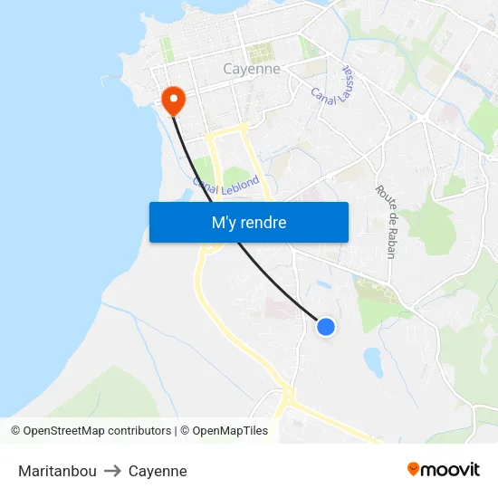 Maritanbou to Cayenne map