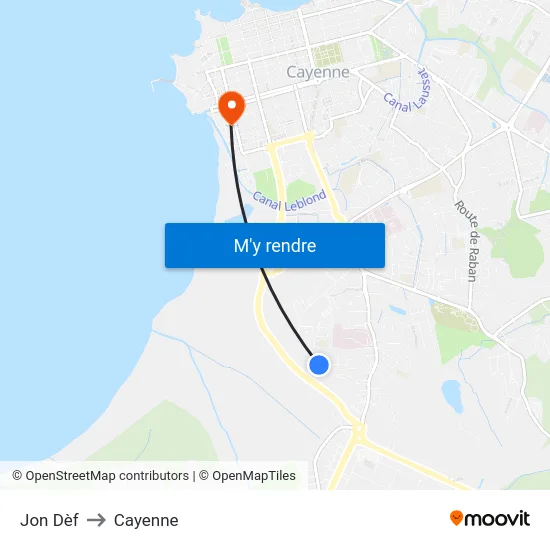 Jon Dèf to Cayenne map