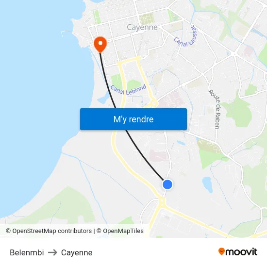Belenmbi to Cayenne map