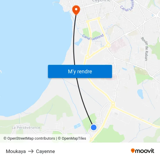 Moukaya to Cayenne map