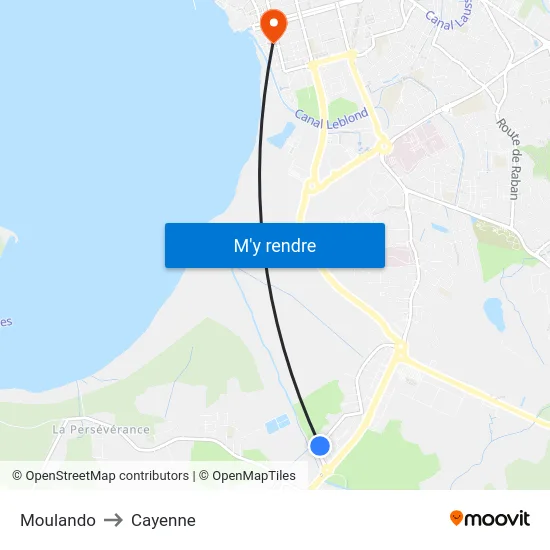 Moulando to Cayenne map