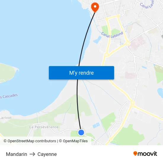 Mandarin to Cayenne map