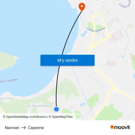 Nannan to Cayenne map