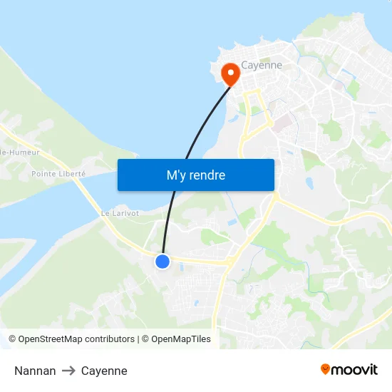 Nannan to Cayenne map