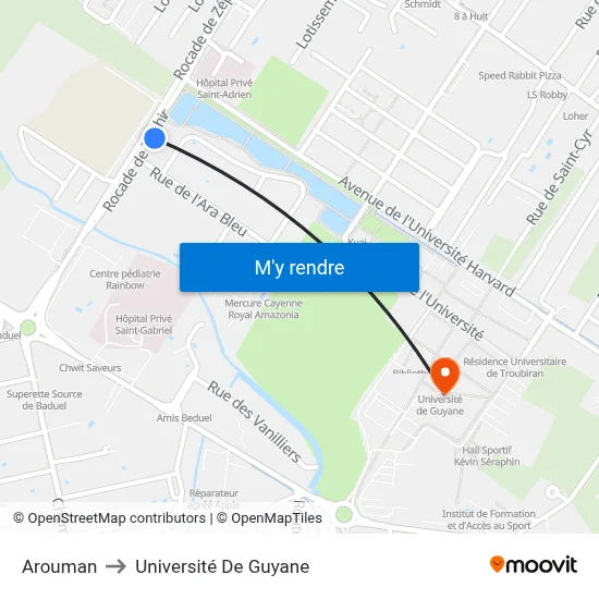 Arouman to Université De Guyane map