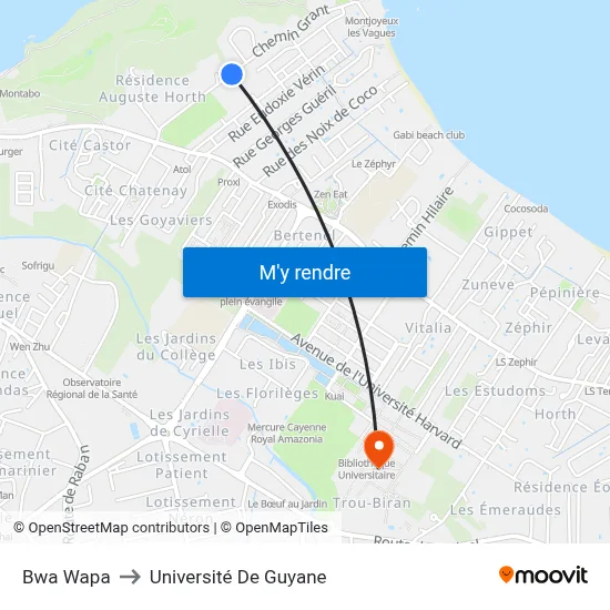 Bwa Wapa to Université De Guyane map