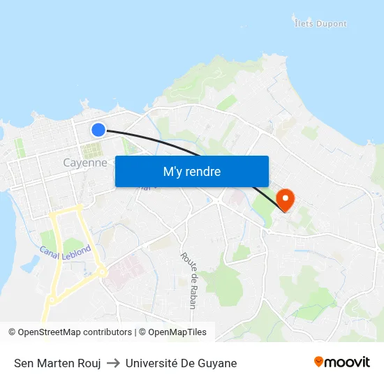 Sen Marten Rouj to Université De Guyane map
