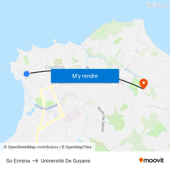 So Ermina to Université De Guyane map