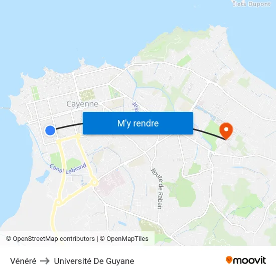 Vénéré to Université De Guyane map