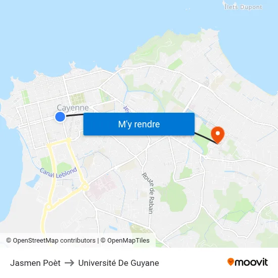 Jasmen Poèt to Université De Guyane map