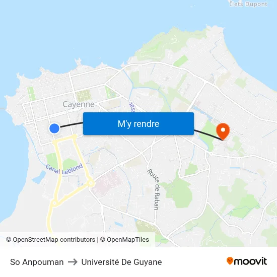 So Anpouman to Université De Guyane map