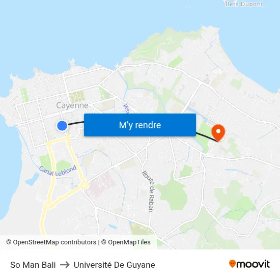 So Man Bali to Université De Guyane map