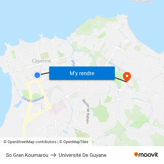 So Gran Koumarou to Université De Guyane map