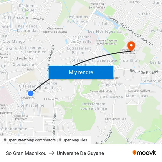 So Gran Machikou to Université De Guyane map