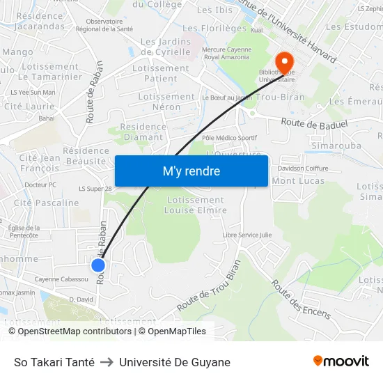 So Takari Tanté to Université De Guyane map