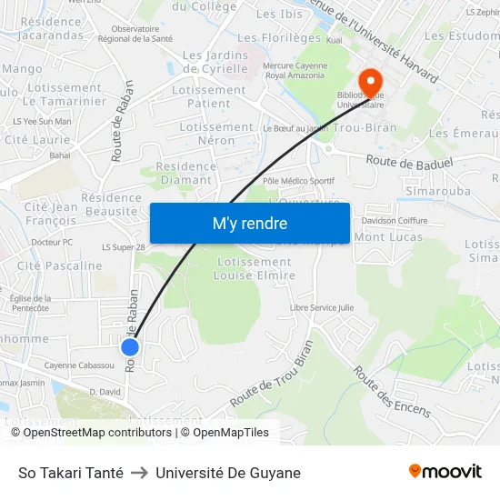 So Takari Tanté to Université De Guyane map
