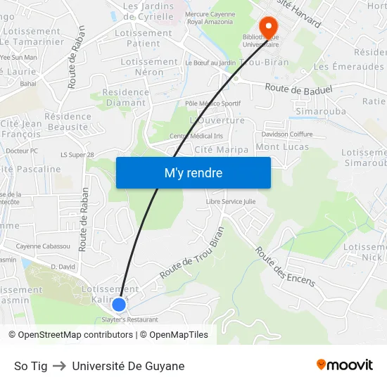 So Tig to Université De Guyane map