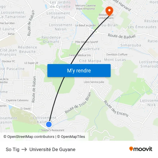 So Tig to Université De Guyane map