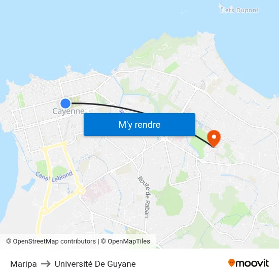 Maripa to Université De Guyane map