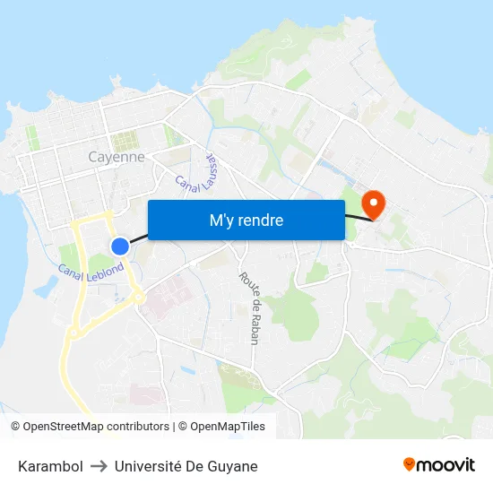 Karambol to Université De Guyane map