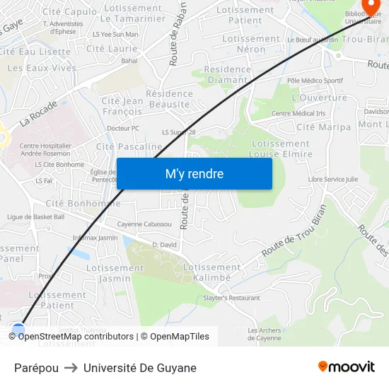 Parépou to Université De Guyane map