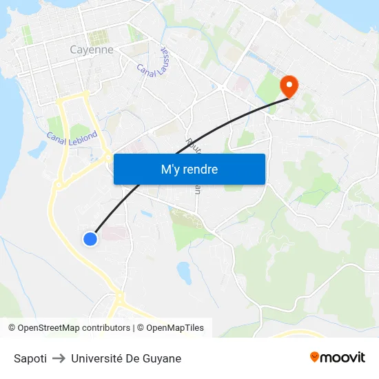Sapoti to Université De Guyane map