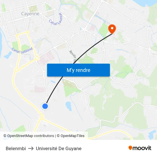 Belenmbi to Université De Guyane map