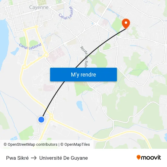 Pwa Sikré to Université De Guyane map