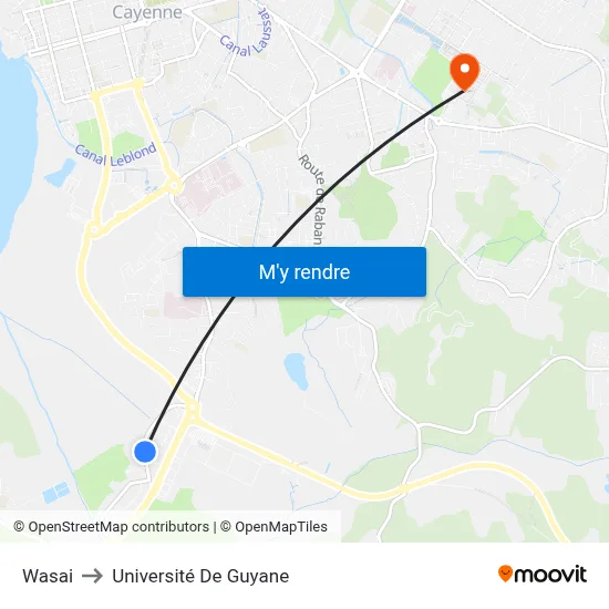 Wasai to Université De Guyane map