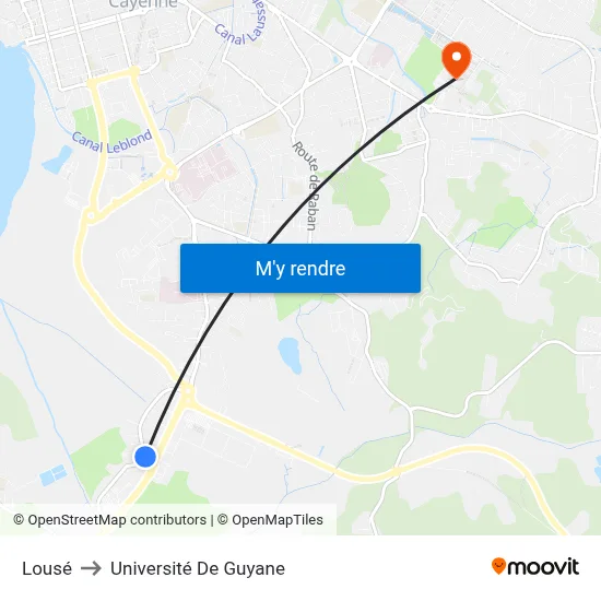Lousé to Université De Guyane map