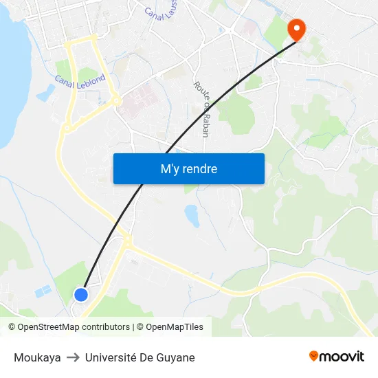 Moukaya to Université De Guyane map