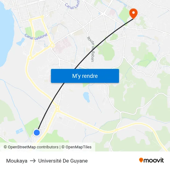 Moukaya to Université De Guyane map