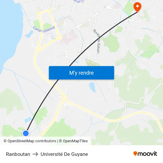 Ranboutan to Université De Guyane map