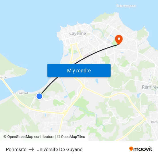 Ponmsité to Université De Guyane map
