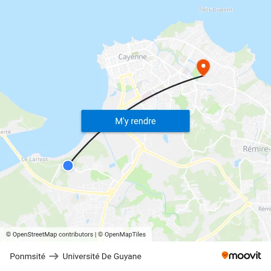 Ponmsité to Université De Guyane map