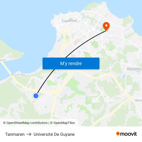 Tanmaren to Université De Guyane map