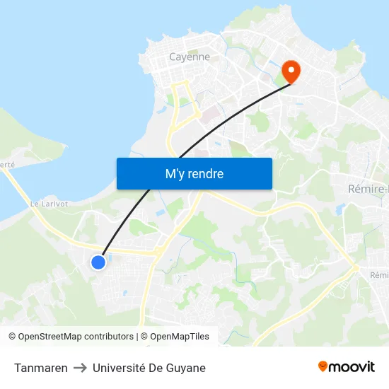 Tanmaren to Université De Guyane map