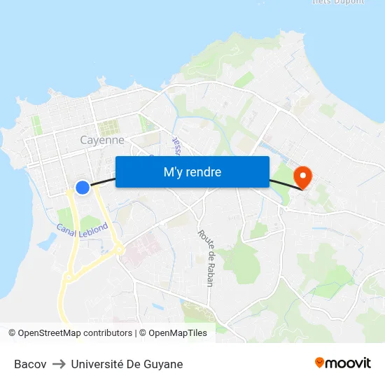 Bacov to Université De Guyane map