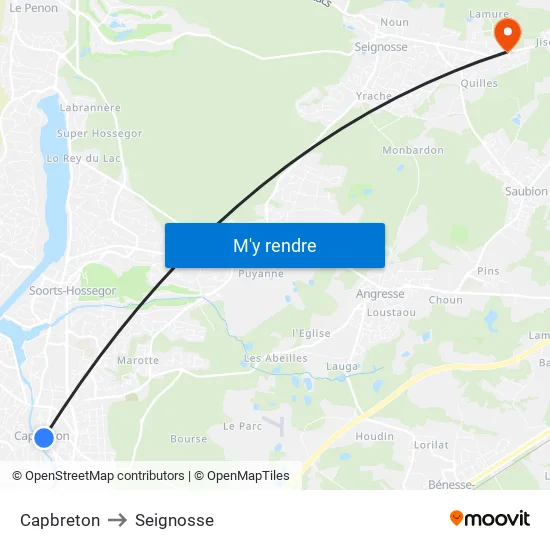 Capbreton to Seignosse map