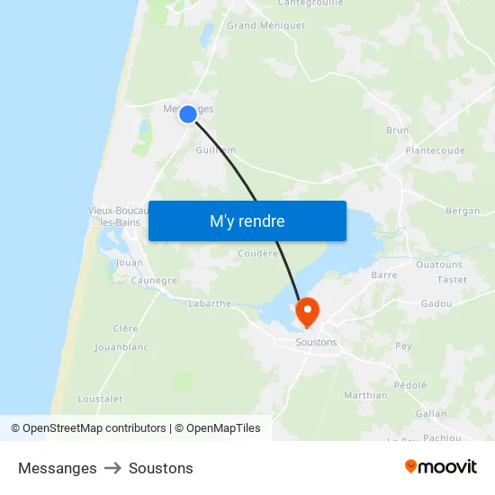 Messanges to Soustons map