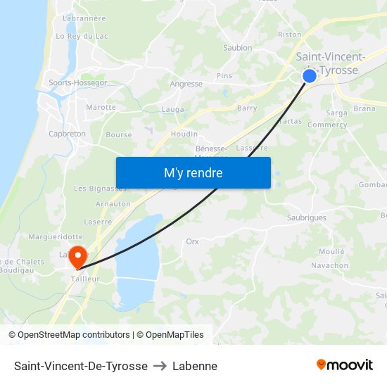 Saint-Vincent-De-Tyrosse to Labenne map