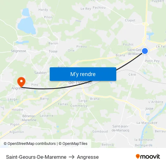Saint-Geours-De-Maremne to Angresse map