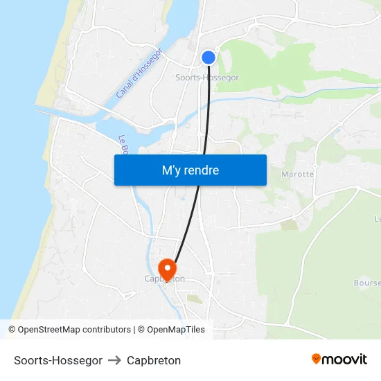 Soorts-Hossegor to Capbreton map