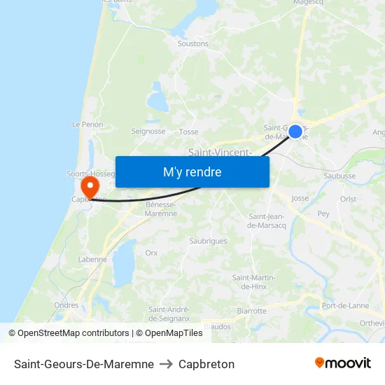Saint-Geours-De-Maremne to Capbreton map