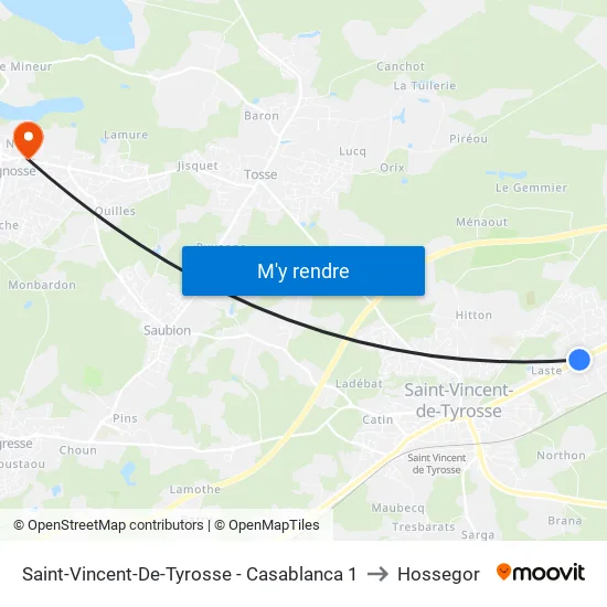 Saint-Vincent-De-Tyrosse - Casablanca 1 to Hossegor map