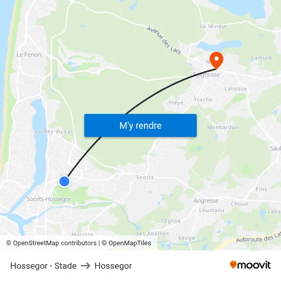 Hossegor - Stade to Hossegor map