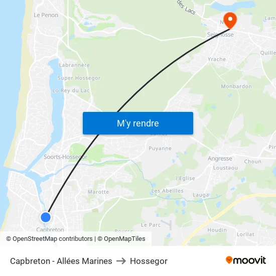 Capbreton - Allées Marines to Hossegor map