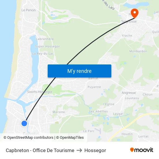 Capbreton - Office De Tourisme to Hossegor map